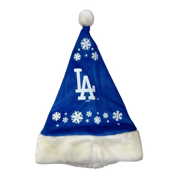 Los Angeles Dodgers MLB Holiday Snowflake Christmas Santa Hat Blue New - Picture 2 of 2